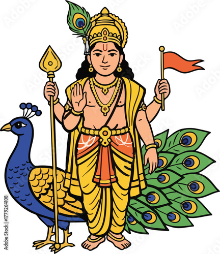 Illustration of Baby Lord Murugan with Spear
