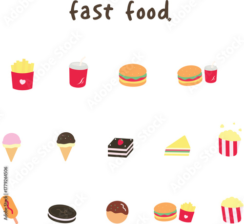 a collection of various fast food and snack icons