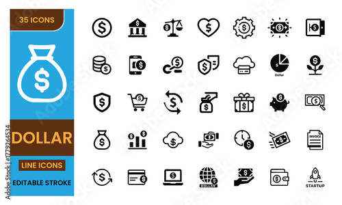 35 Dollar and Finance Icon Set