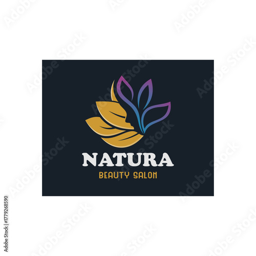 Feminine natural beauty salon logo template designed simply and elegantly