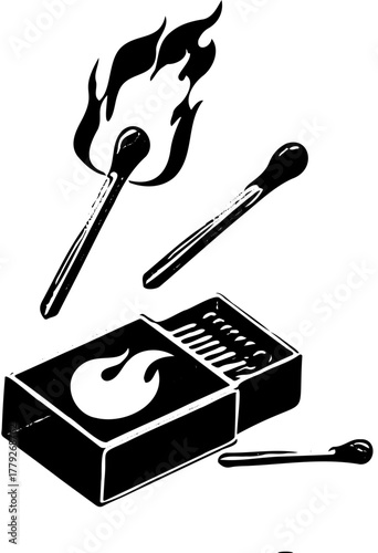 vector illustration of a burning match