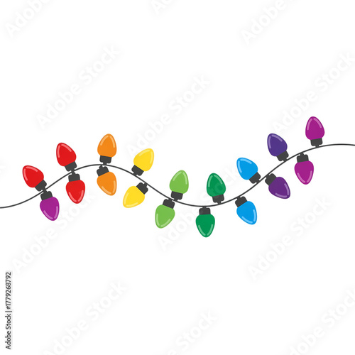 Vibrant rainbow string lights create festive holiday cheer