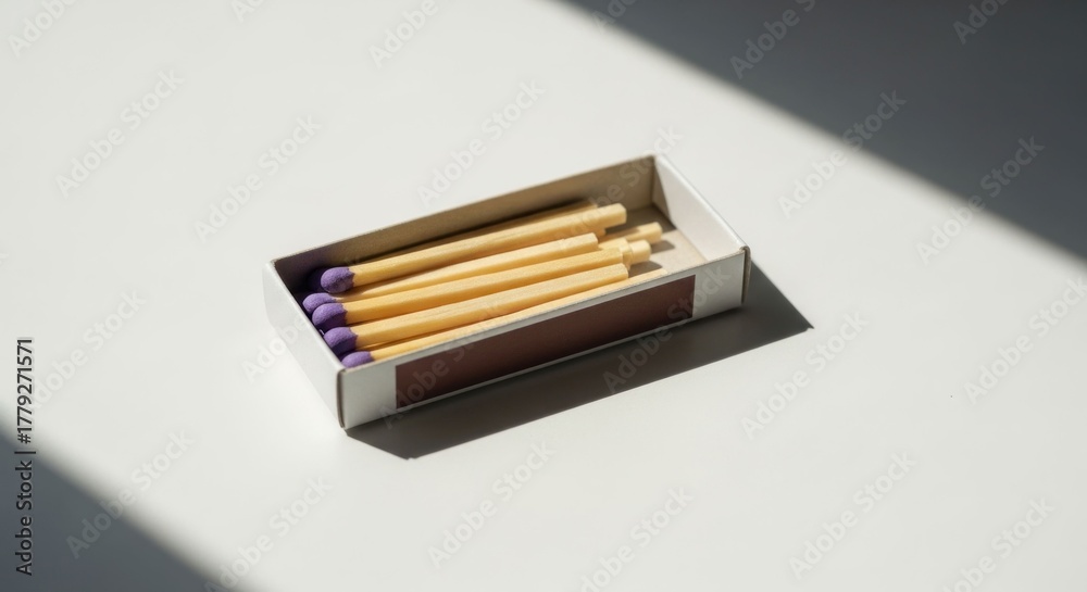 Obraz premium A box of wooden matches rests under natural light