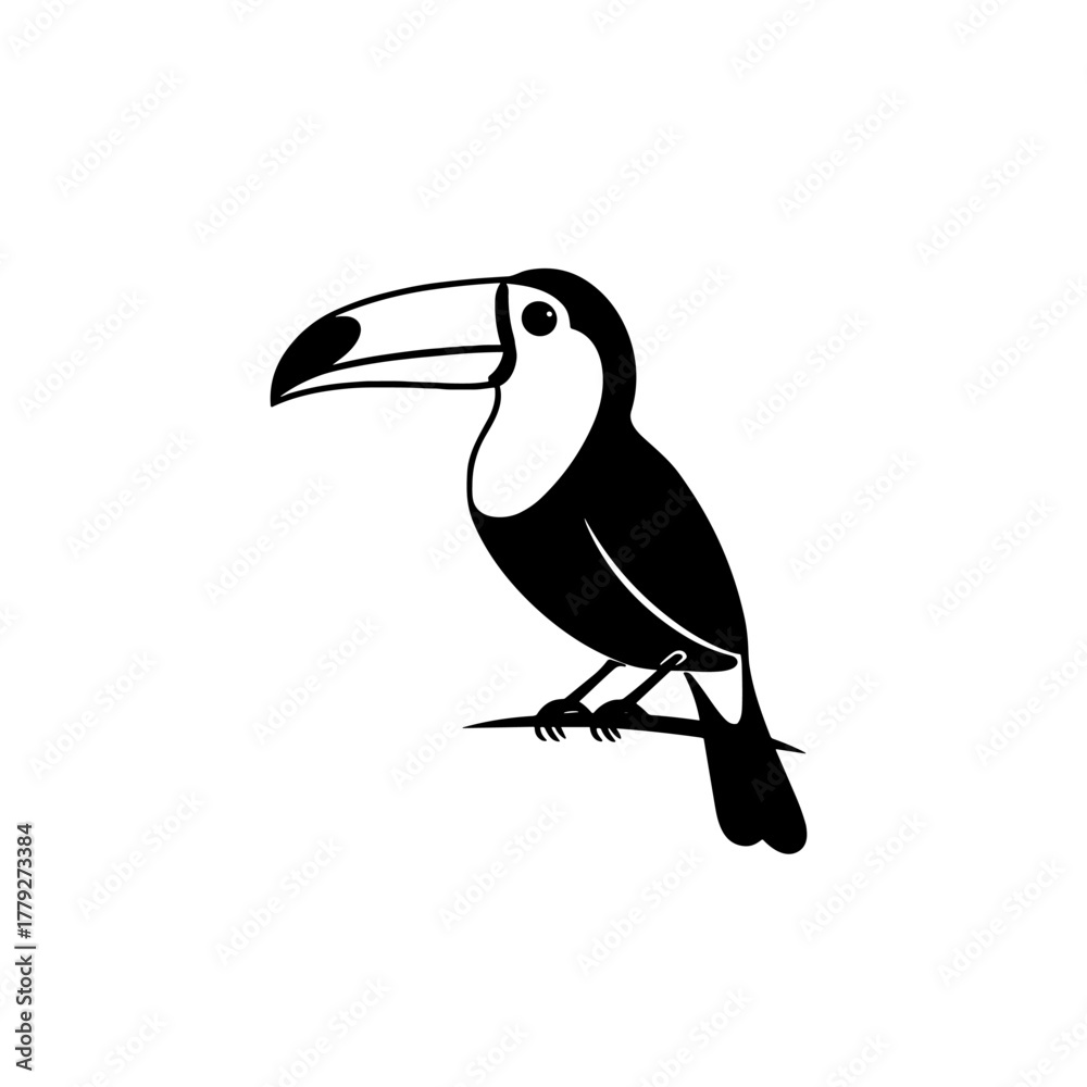 Fototapeta premium Toucan. Toucan simple black and white line art vector logo