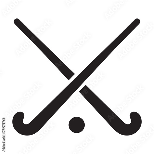 Field hockey stick and ball icon for sport game and competition. isolated on white background