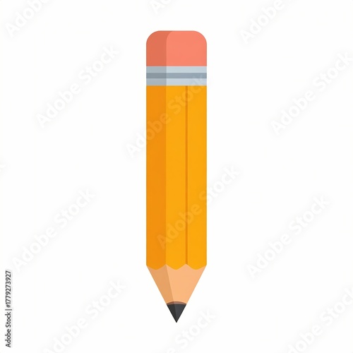 Yellow Wooden Pencil with Pink Eraser Isolated on White Background.