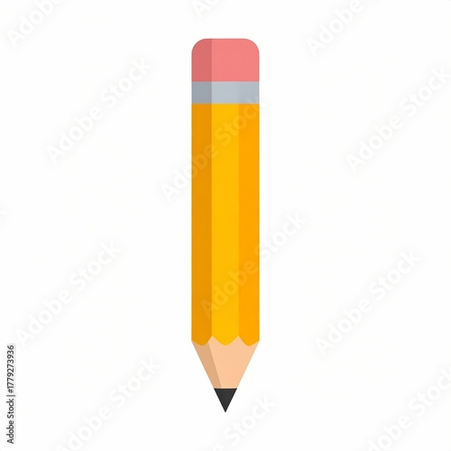 Classic yellow wooden pencil with pink eraser illustration.