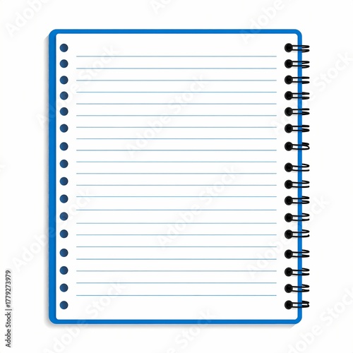 Blank spiral notebook with lined pages for notes and writing.