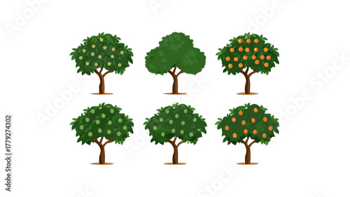 Orchard Bounty: A vibrant orchard showcases a variety of fruit-laden trees, each bursting with the promise of a bountiful harvest.