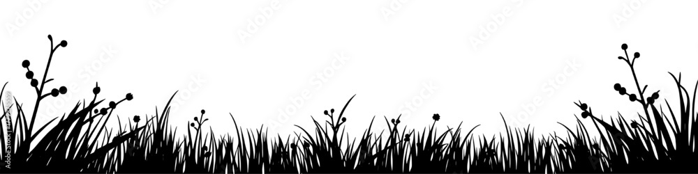Fototapeta premium a minimalist illustration of autumn meadow in black and white