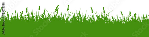 A vector illustration depicting a silhouette of green grass and weeds on transparent background , creating a simple and clean visual. Ideal for backgrounds, banners, or design elements.