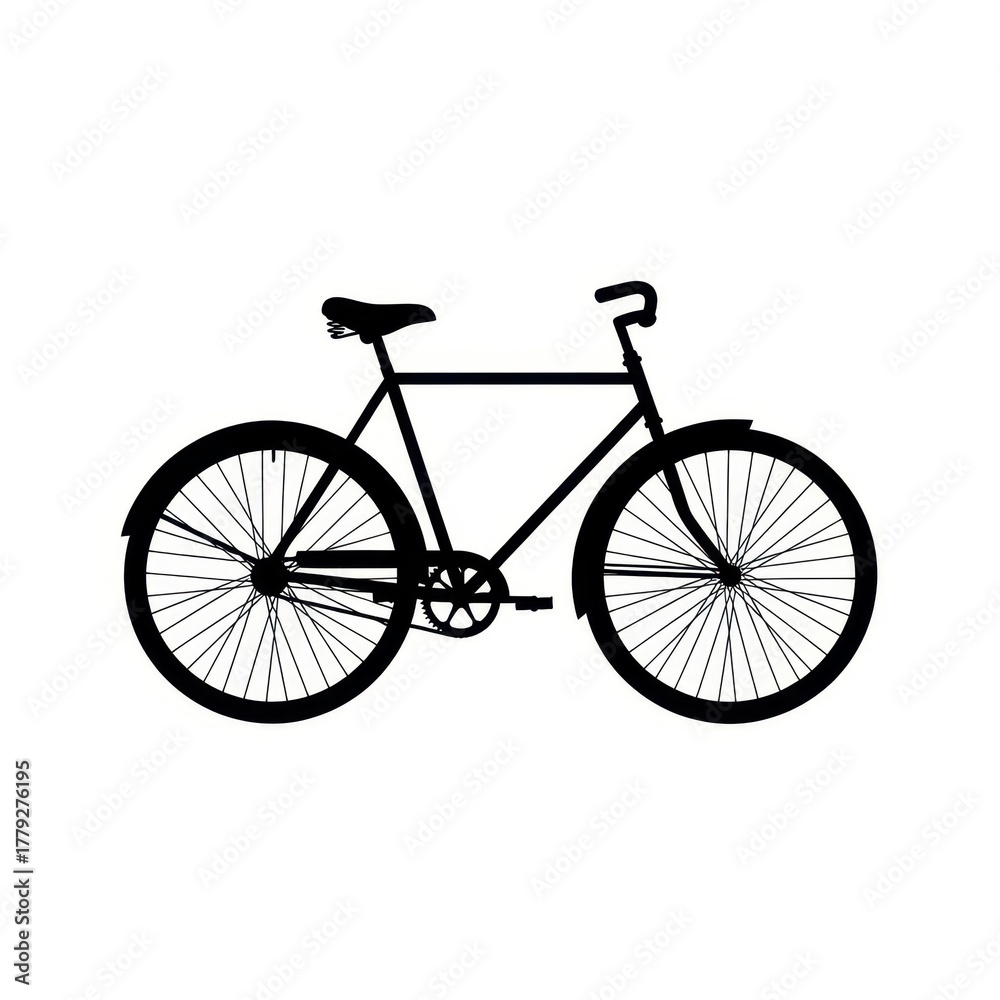 Fototapeta premium Silhouette of a classic bicycle isolated on white background