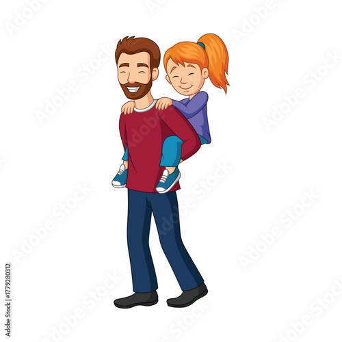 Father giving his little girl piggyback ride
