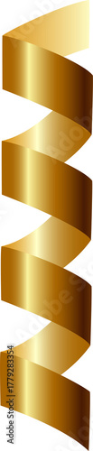 Golden Ribbon Swirl Falling Bright Shiny Golden Serpentine Decorative Design Element