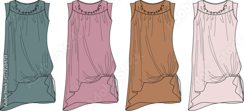 Fashionable Sleeveless Dress Designs in Assorted Colors