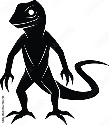 Alien lizard with glowing eyes icon for science fiction and fantasy themes