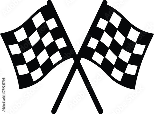Two crossed checkered racing flags icon