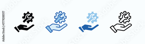Maintenance Icon Sheet Multiple Style Collection Isolated Vector