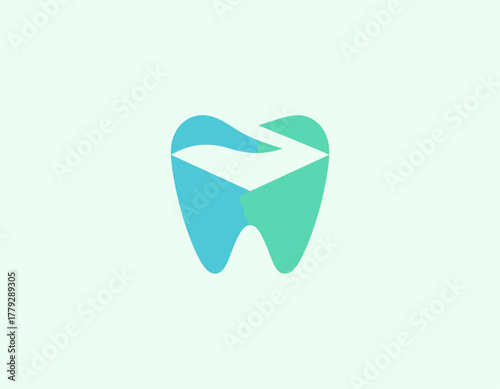 A sleek and modern graphic design of a tooth icon, representing dental health and hygiene, suitable for dental care products and health-related projects.