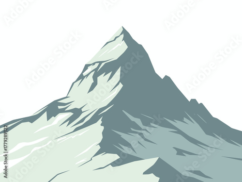 An artistic representation of a mountain peak rendered in soft tones, emphasizing the beauty of nature through minimalistic design, perfect for illustrating serenity and adventure.