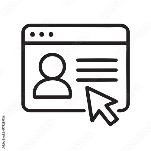 Simple profile icon displayed within a webpage frame with a pointing cursor