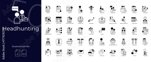 Headhunting Duotone Editable Icons set