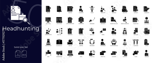 Headhunting Solid Editable Icons set