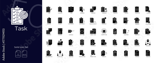 Task Solid Editable Icons set