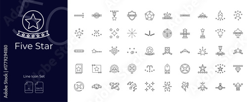 Five Star Line Editable Icons set