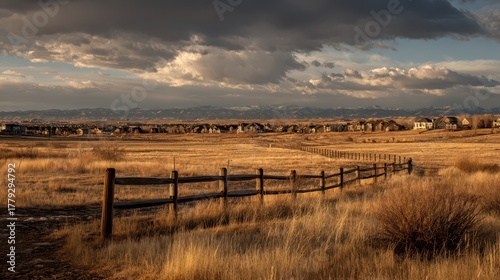 Parker Colorado. Scenic Winter Panorama of Colorado Living in Countryside