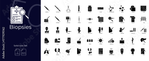 Biopsies Solid Editable Icons set