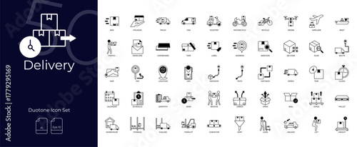 Delivery Duotone Editable Icons set