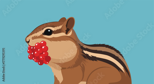 Chipmunk with red berries (1)