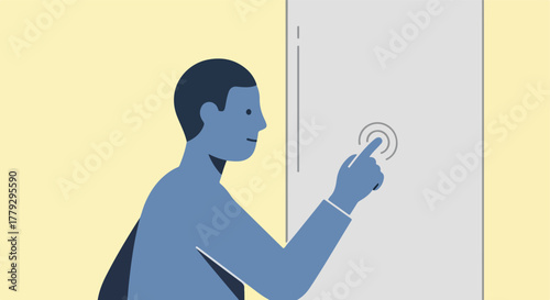 A figure interacts with a digital interface