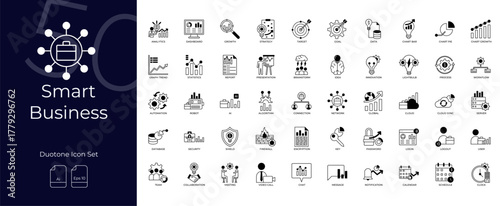 Smart Business Duotone Editable Icons set