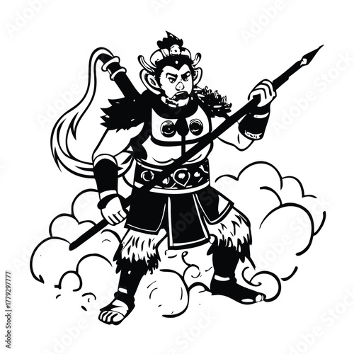 Chinese Mythology Monkey King (Woodblock Art)