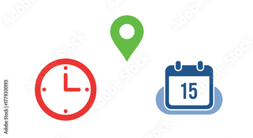 Effortlessly schedule your important events with icons for time location and calendar dates simplifying planning and organization for any project, Generative AI.