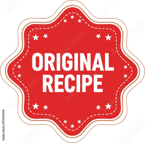 Original recipe badge design for food product packaging and authentic recipe marketing material design