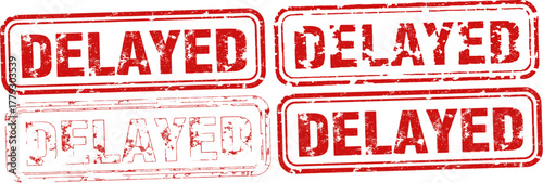 Delayed stamp vector set of 4 design elements for graphic design and business presentation resource material
