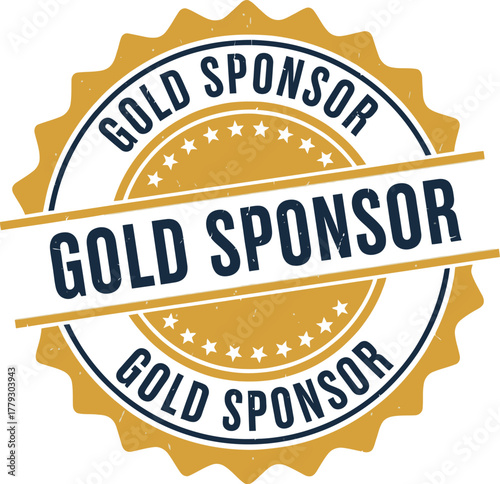 Gold sponsor badge vector illustration for event promotion and brand recognition on white background