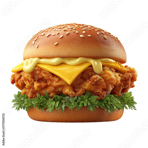 flat 3D vector illustrator of chicken burger