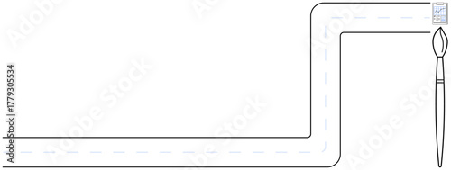 Road path transforming into paintbrush and graph chart, symbolizing creativity, innovation, and progress. Ideal for design, art, journey, ambition business growth creativity and success. Simple