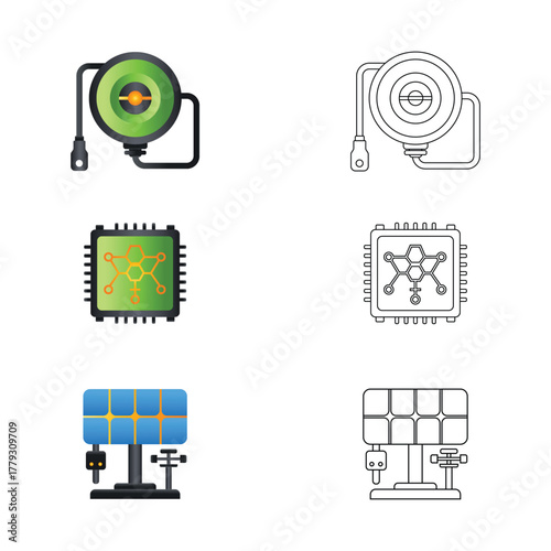 Eco Smart Power Technology Energy Icon Set Vector Illustration