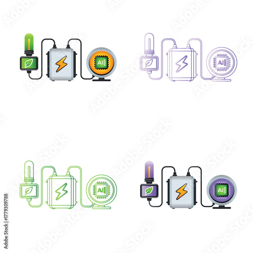 AI Eco Smart Power System Vector Illustration