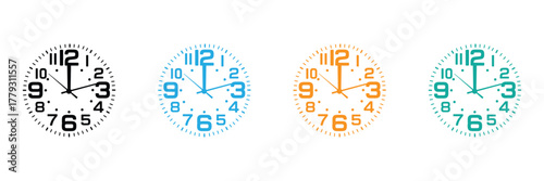 Time flies with these vibrant clock faces! Use them to illustrate deadlines, schedules, or the urgency of time in your next project. Great for business concepts.