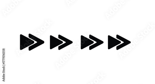 Four fast forward icons isolated on white background, vector illustration