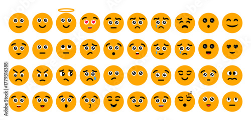 Yellow Emoji Faces Vector Set – Love, Sad, Happy, Cry, Cool Expressions