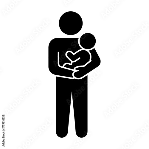 father holding newborn baby pictogram vector