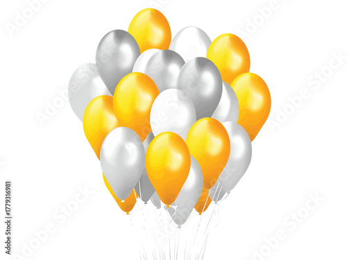 Balloons in Gold, Silver, and White A Festive Celebration