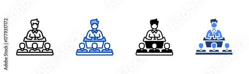 Congress icon set multiple style collection